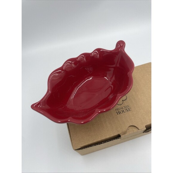 A Princess House Exclusive Pavillion Leaf Dish Bowl Ceramic Berry - Picture 2 of 6